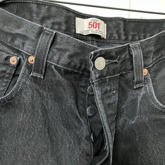 Vintage Levi’s 501 Black Straight Leg Button Fly Jeans 30" Made in Mexico - Picture 4 of 7